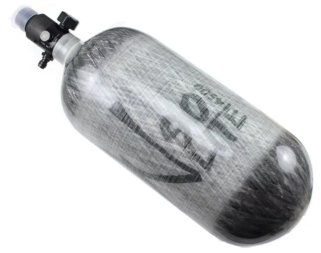 The Ninja Paintball Pro V2 90/4500 Carbon Fiber HPA Tank is the Biggest Paintball Tank