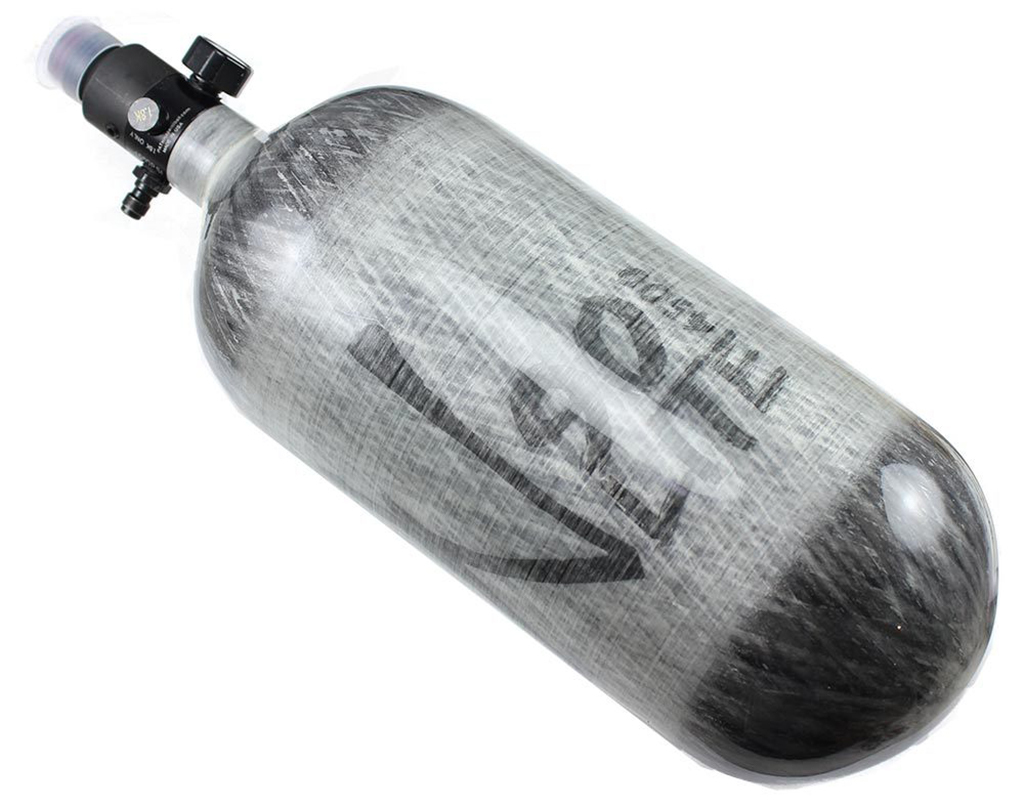 The Ninja Paintball Pro V2 90/4500 Carbon Fiber HPA Tank is the Biggest Paintball Tank